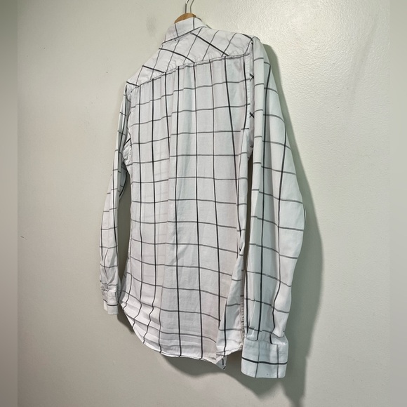 Zara Man Slim Fit White & Black Grid Plaid Button-Down Shirt Size M - Picture 5 of 8